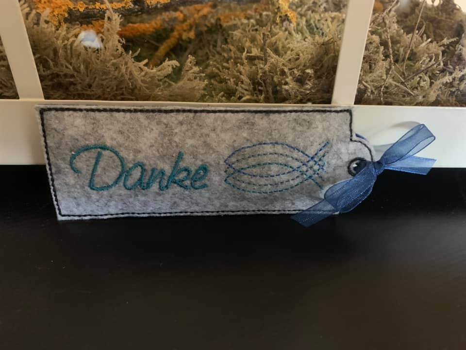 Stickdatei DANKE Verpackung mit Spruch - Sewando