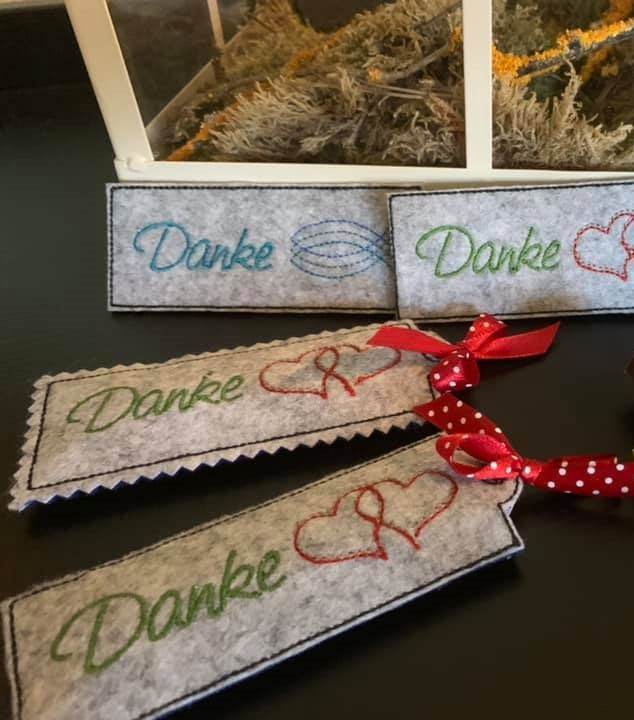 Stickdatei DANKE Verpackung mit Spruch - Sewando
