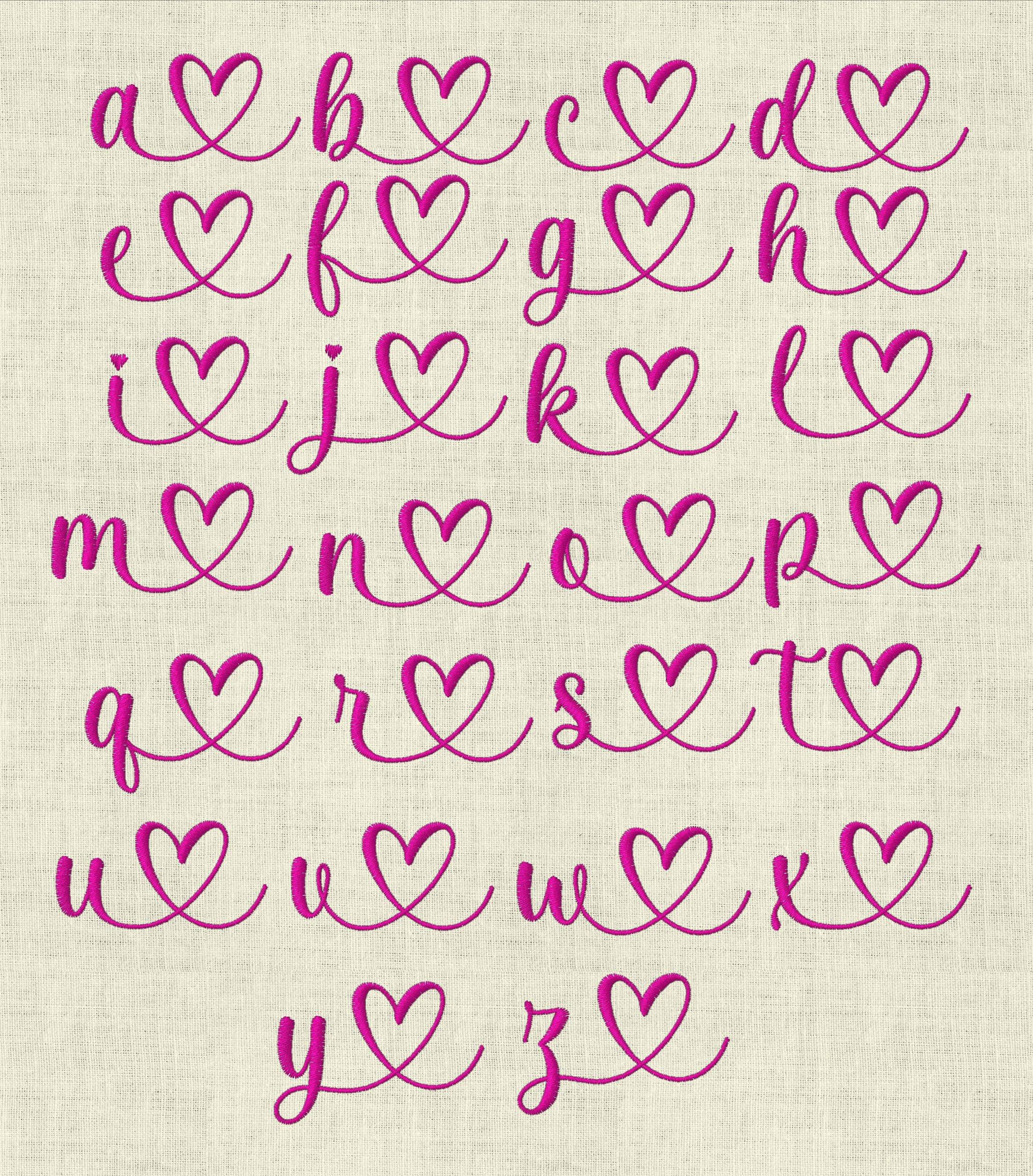 Stickdatei Schrift mit Herzen In Love ca. 25mm Set 641 - Sewando