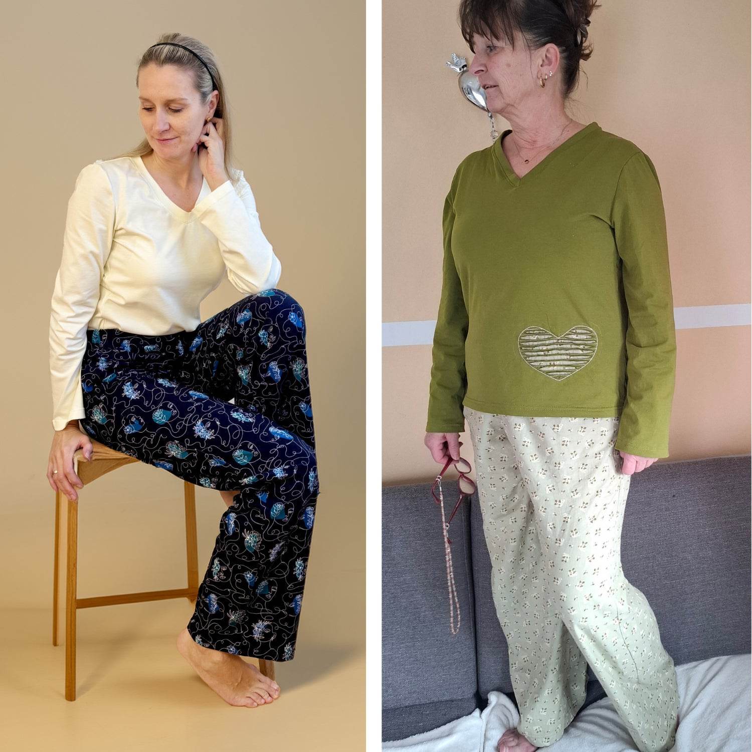 Schnittmuster Pyjama-Set CLARA - Schlafanzug Shirt und Hose | Gr. 34-48 (PDF) - Sewando