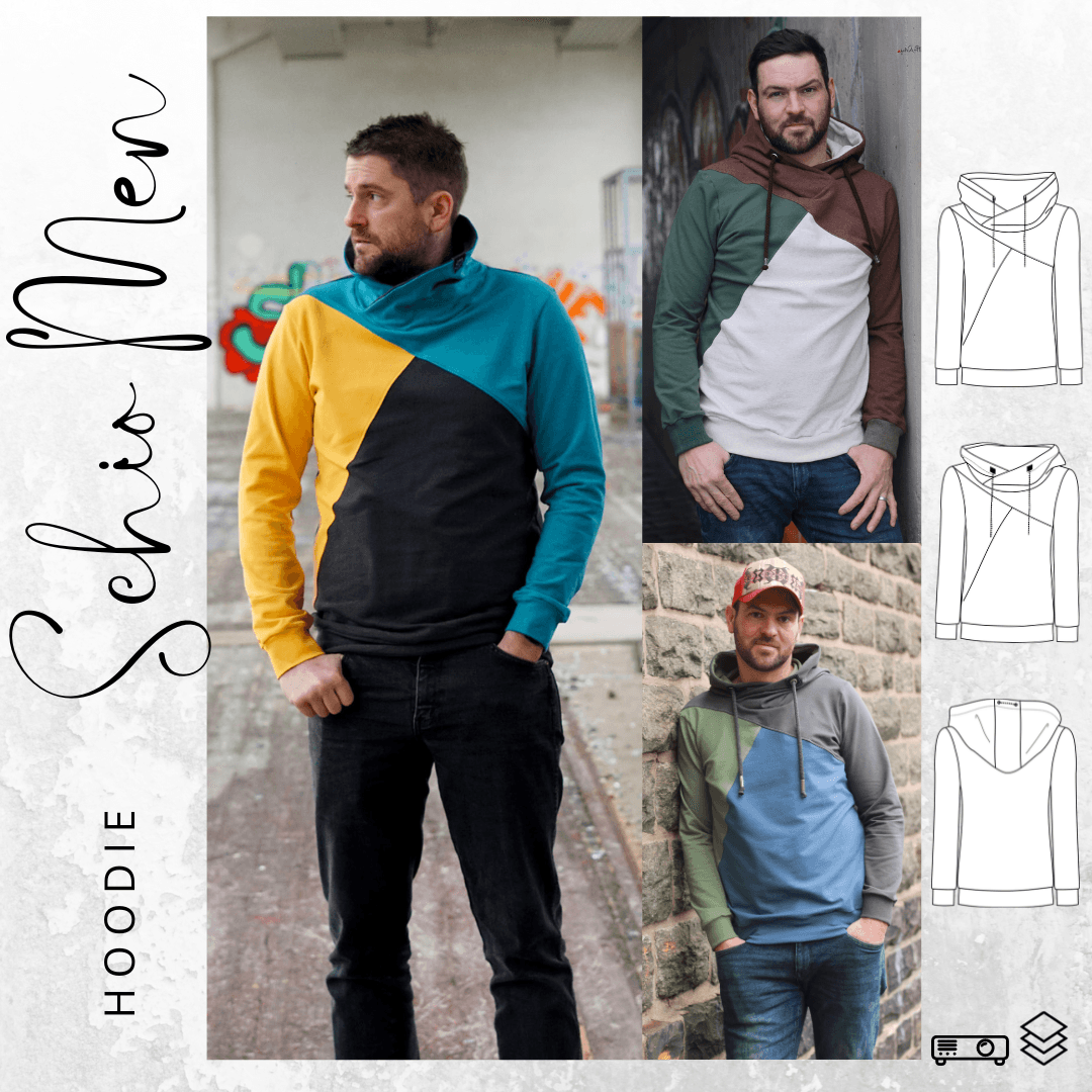 Schnittmuster Hoodie SCHIO MEN Gr. XS-XXXL : - Sewando