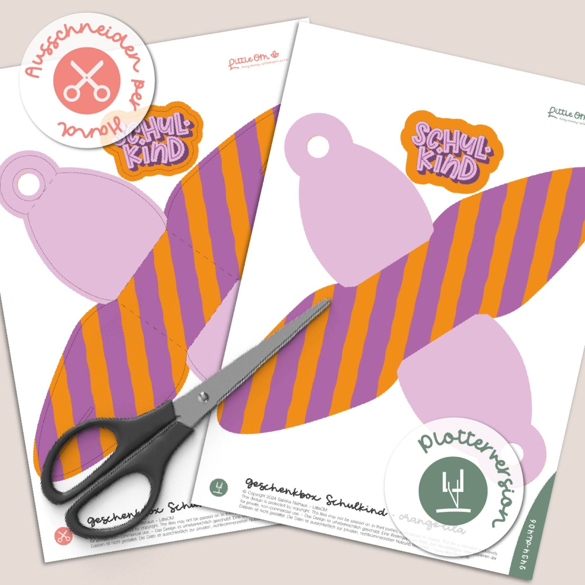 Bunte Geschenkbox 1. Schultag - Printable (Schere oder Plotter) - Sewando
