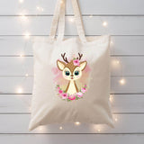 Rehkitz Sublimationsdatei Druckmotiv – Süßes Waldbaby mit Blumenkranz im Aquarellstil | PNG - Sewando
