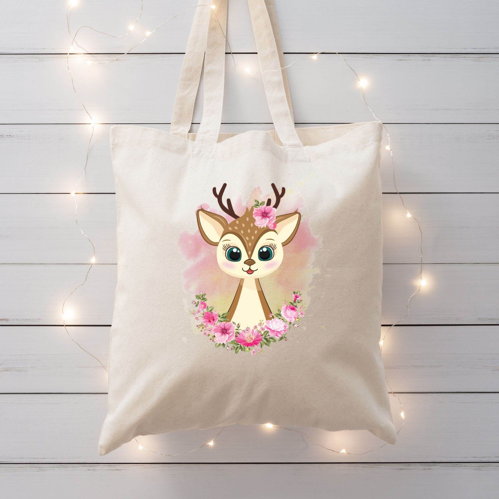 Rehkitz Sublimationsdatei Druckmotiv – Süßes Waldbaby mit Blumenkranz im Aquarellstil | PNG - Sewando