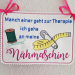 Stickdatei - Schild Therapie Nähmaschine - Sewando