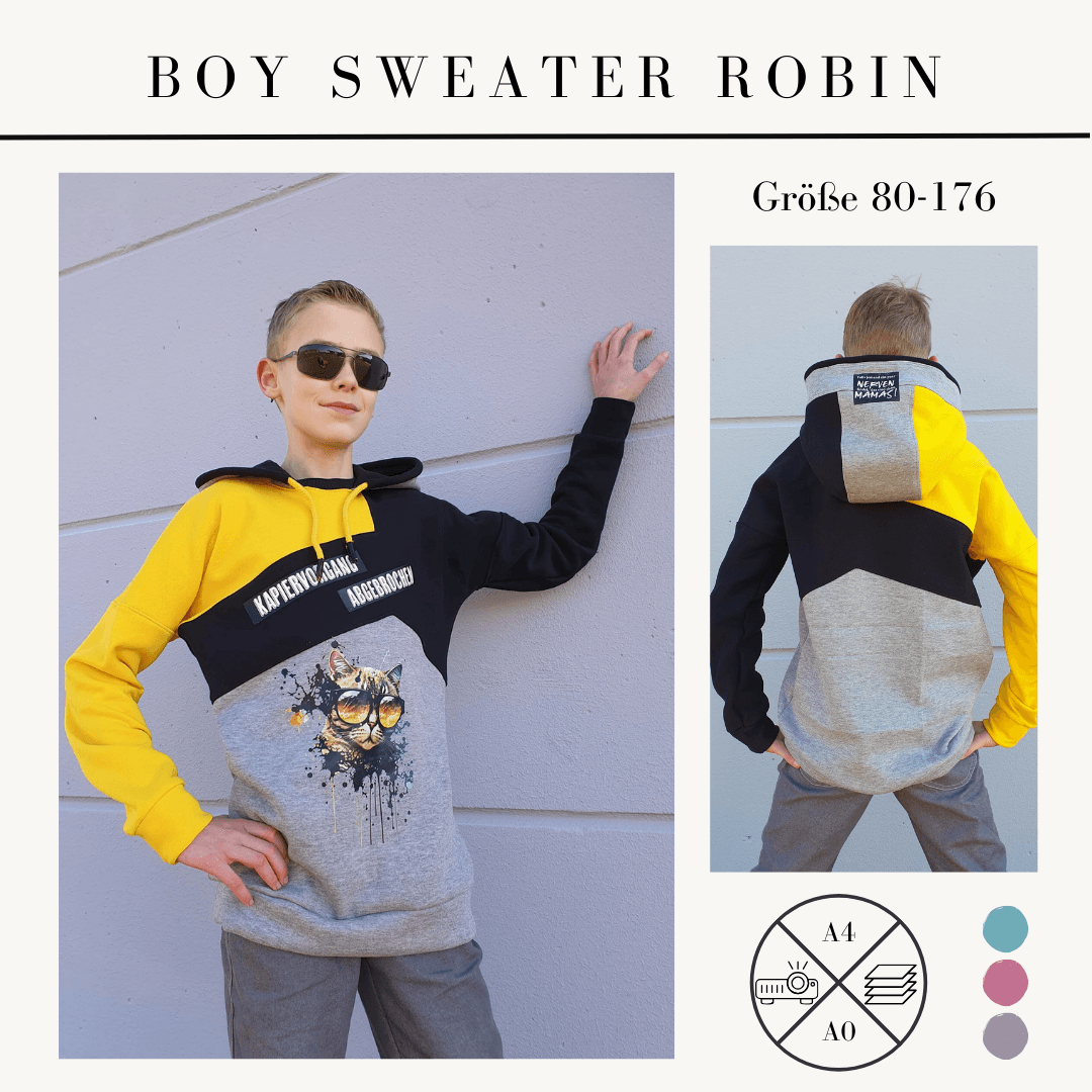 Schnittmuster Boys Sweater Robin für Jungen Gr. 80-176 - Sewando