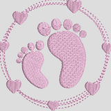 Stickdatei Baby Füße Doodle Rahmen mit HerzenSet 610 - Sewando