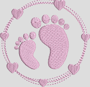 Stickdatei Baby Füße Doodle Rahmen mit HerzenSet 610 - Sewando