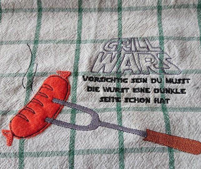 Stickdatei - GRILL WARS (Doodle-Applikation & Vollstick) - Sewando