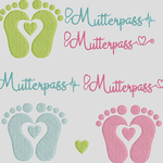 Stickdatei Mutterpass Set 620c Babyfüsse Herz Herzschlag - Sewando