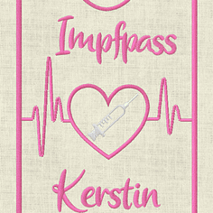 Stickdatei Impfpass Spritze mit Herz und EKG Set 625/h - Sewando