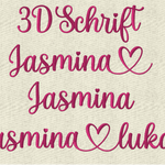 Stickdatei 3D Schrift mit Herzen In Love ca. 50mmSet 641 - Sewando