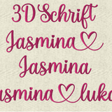 Stickdatei 3D Schrift mit Herzen In Love ca. 50mmSet 641 - Sewando