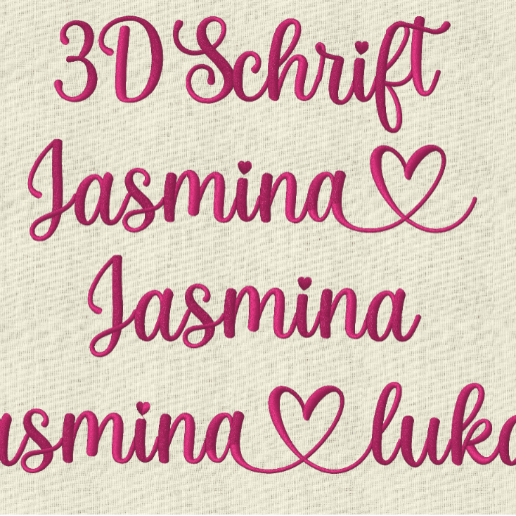Stickdatei 3D Schrift mit Herzen In Love ca. 50mmSet 641 - Sewando