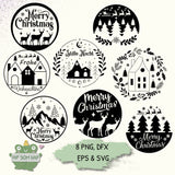 Weihnachts-Plotterdateien - 8 runde Motive als SVG, PNG, EPS & DXF - Sewando