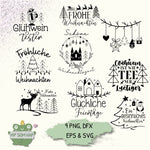 Weihnachts-Plotterdateien - 9 Motive & Sprüche als SVG, PNG, EPS & DXF - Sewando