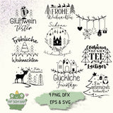 Weihnachts-Plotterdateien - 9 Motive & Sprüche als SVG, PNG, EPS & DXF - Sewando