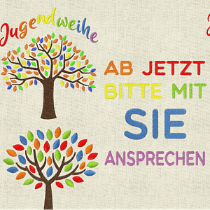 Stickdatei Jugendweihe Baum 2021 bis 2025 Stickmuster Set 644 - Sewando