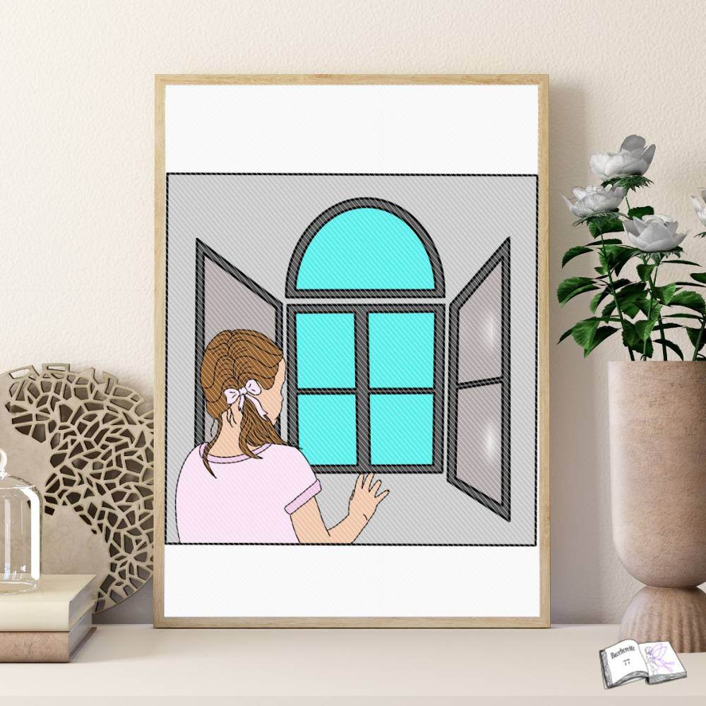Digistamp Mädchen am Fenster Sublimation, Drucken - Sewando