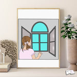 Digistamp Mädchen am Fenster Sublimation, Drucken - Sewando