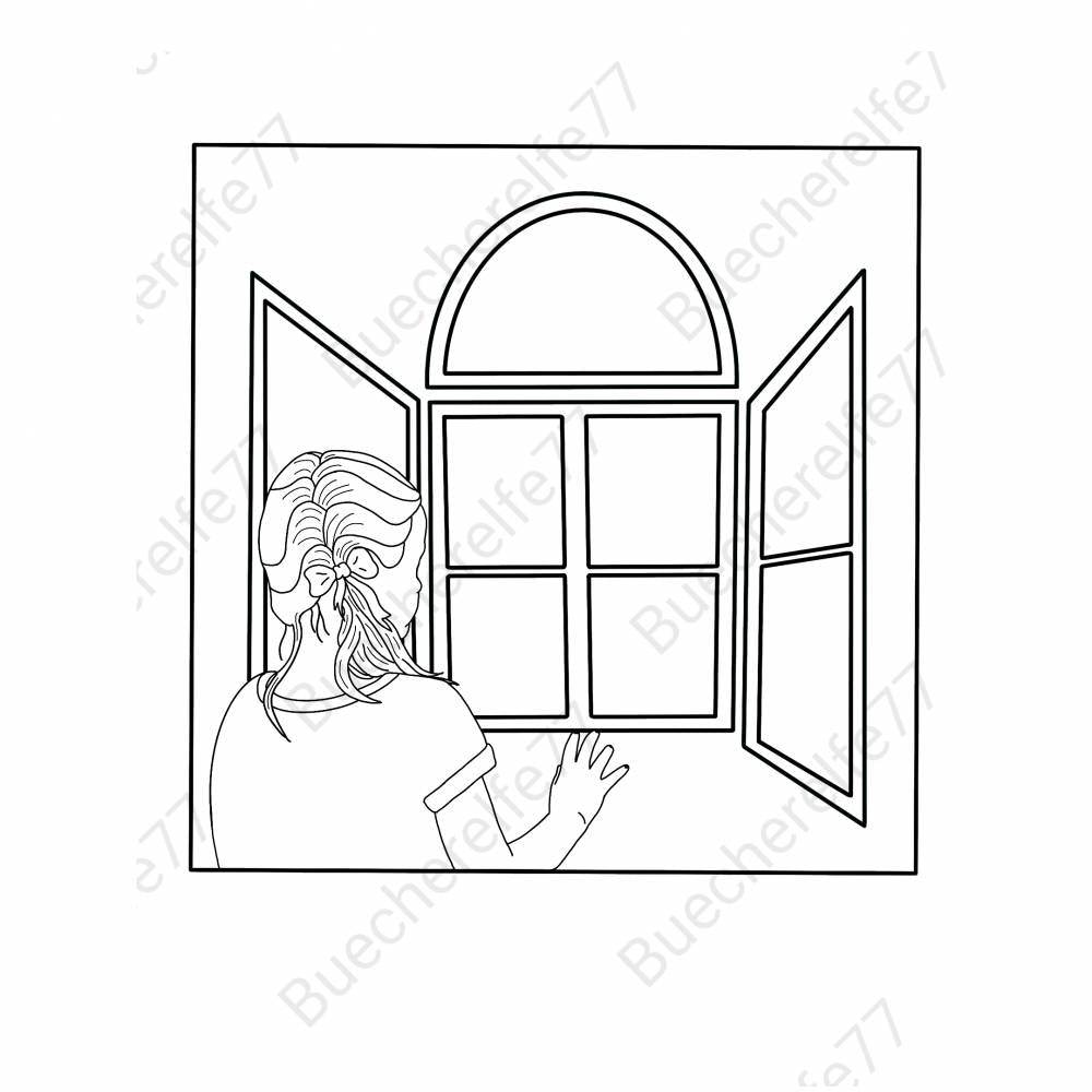 Digistamp Mädchen am Fenster Sublimation, Drucken - Sewando