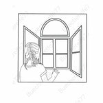 Digistamp Mädchen am Fenster Sublimation, Drucken - Sewando