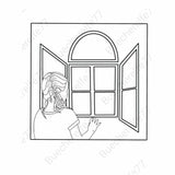 Digistamp Mädchen am Fenster Sublimation, Drucken - Sewando
