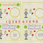 Stickdatei Hochzeit Mug Rug In the Hoop Set 653a Untersetzer Strichmännchen - Sewando