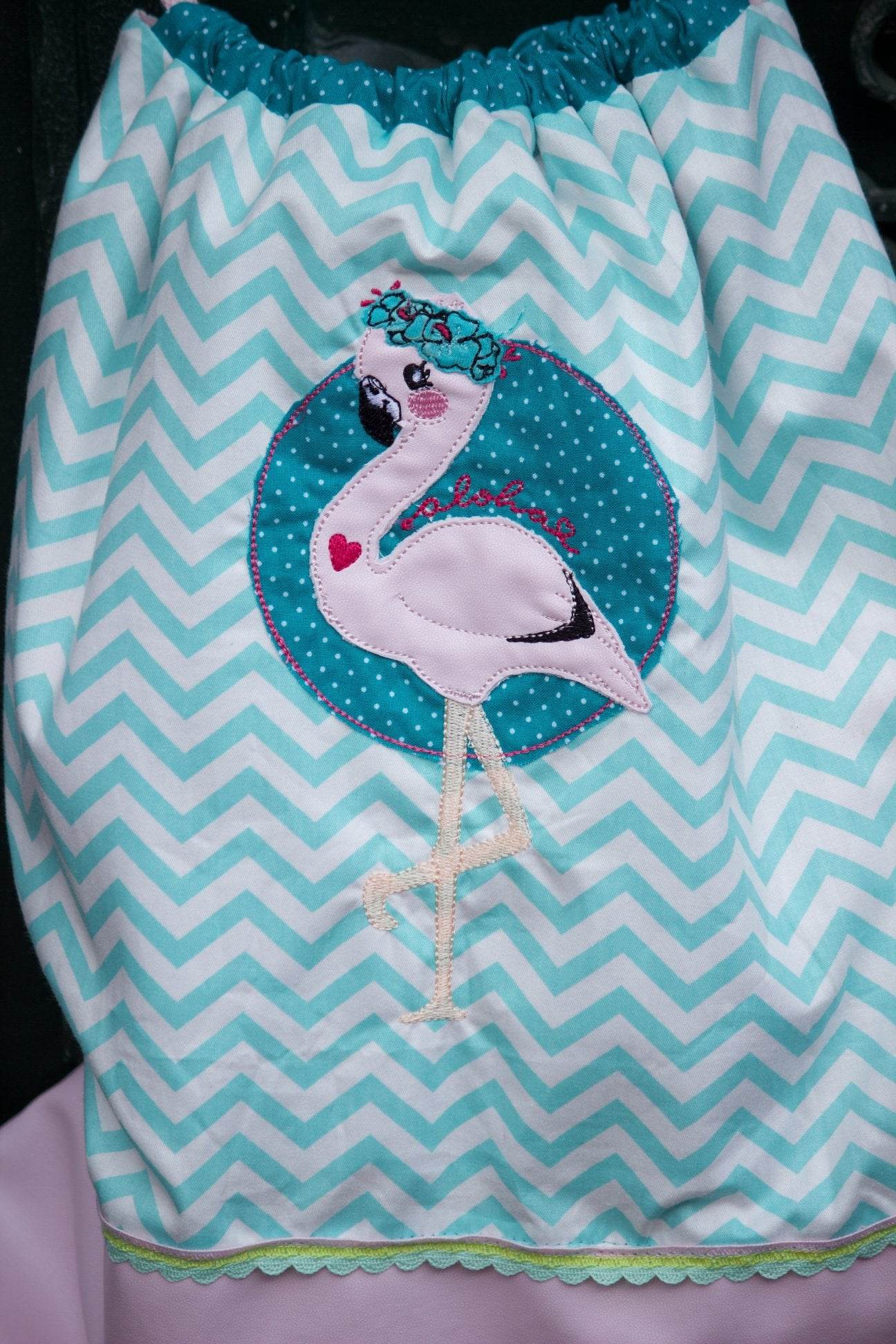 Stickdatei Frieda und Fred Flamingo - Rahmen 18x30 - Sewando