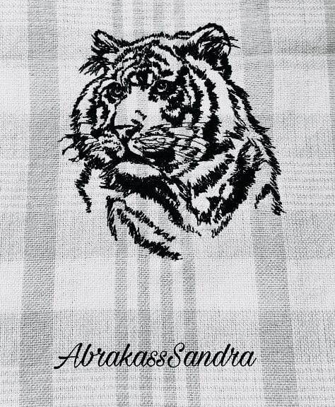 Tiger Stickdatei – Ausdrucksstarkes Blackwork-Motiv für elegante Wildnis-Projekte - Sewando
