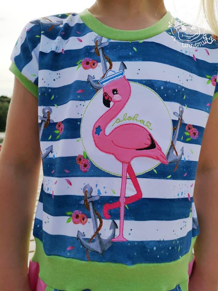 Stickdatei Frieda und Fred Flamingo - Rahmen 16x26 - Sewando