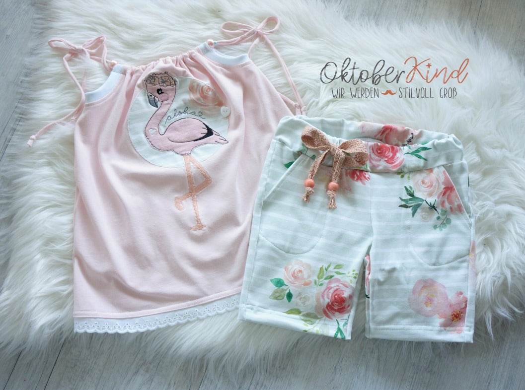 Stickdatei Frieda und Fred Flamingo - Rahmen 13x18 - Sewando