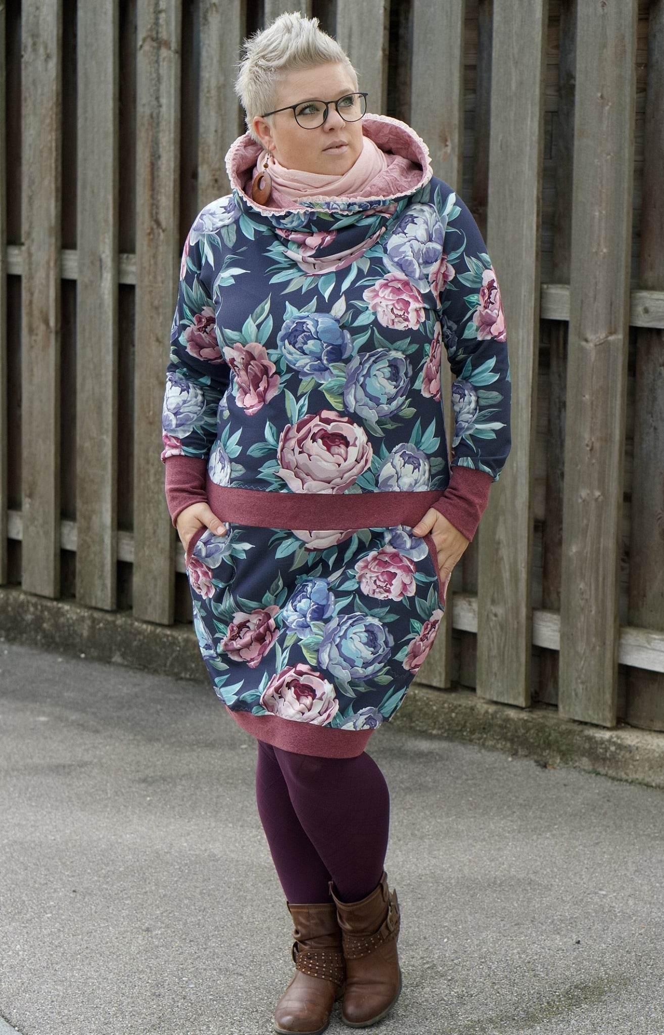 Schnittmuster Hoodie/Hoodiekleid JULIETA 34-52 + Kragen Add on : - Sewando