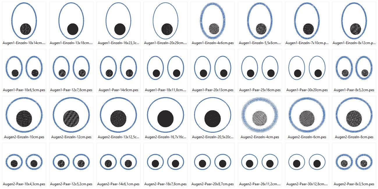 Augen für Kuscheltiere Kissen Bettschlangen Stickdatei - Sewando