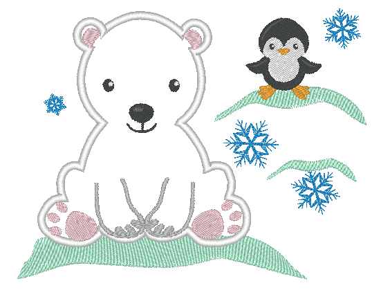 Stickdatei - Taschenmotiv + Kissen Eisbaer und Pinguin ITH - Sewando