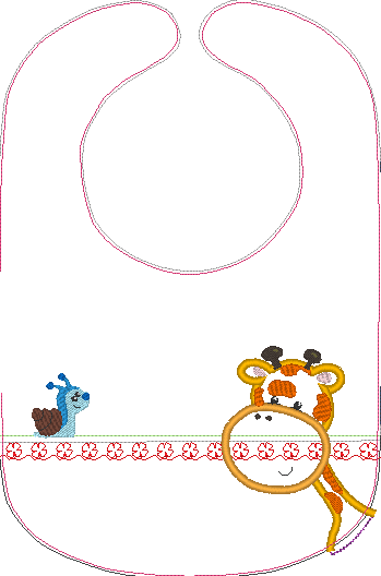 Stickdatei - Giraffe mit Schnecke Kissen und Laetzchen SET ITH - Sewando