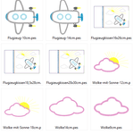Stickdatei Flugzeug Applis + Kissen ITH - Sewando