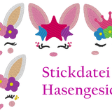 Hasen Gesichter Stickdatei - Sewando