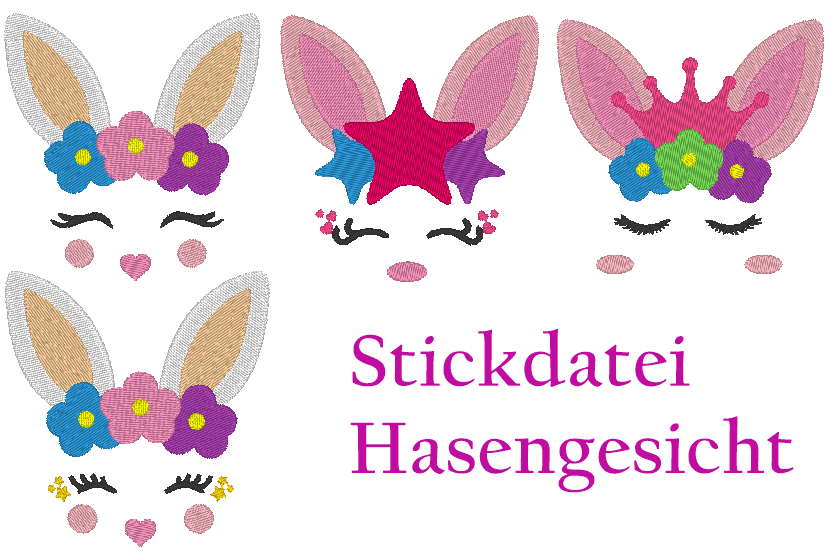 Hasen Gesichter Stickdatei - Sewando
