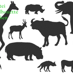 Safari Zoo Tiere Silhouette Stickdatei - Sewando