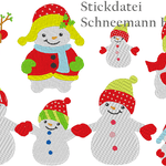 Schneemann Familie Stickdatei - Sewando