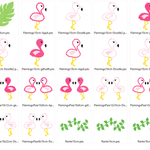 Stickdatei Flamingo Blätter Set - Sewando