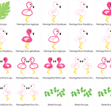 Stickdatei Flamingo Blätter Set - Sewando