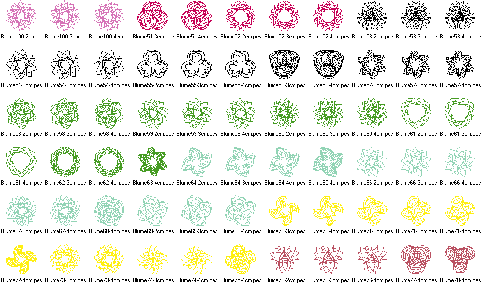 Stickdatei - Zirkel Mandala Mini Blumen 2 bis 4cm Teil 2 - Sewando