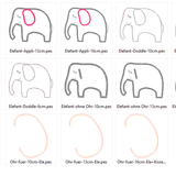 3D Elefant Stickdatei + Doodle inkl. Kissen ITH - Sewando