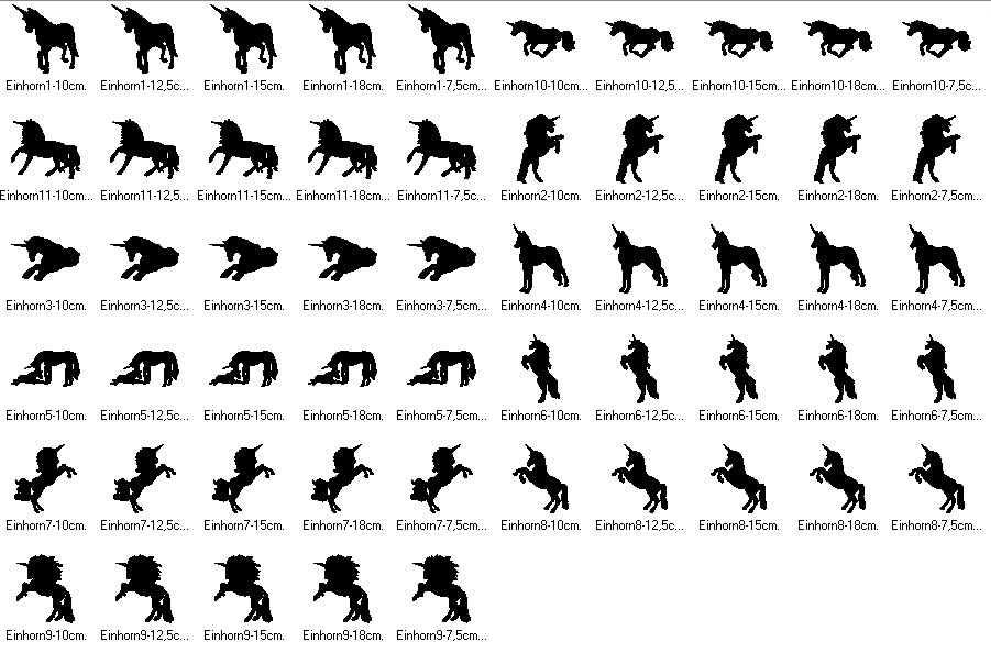 Einhorn Silhouetten Stickdatei - Sewando