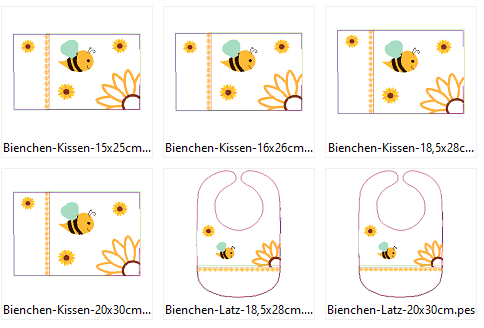 Stickdatei - Biene Kissen und Lätzchen SET ITH - Sewando