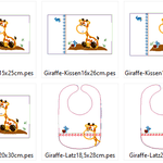 Stickdatei - Giraffe mit Schnecke Kissen und Laetzchen SET ITH - Sewando