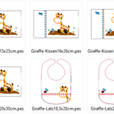 Stickdatei - Giraffe mit Schnecke Kissen und Laetzchen SET ITH - Sewando