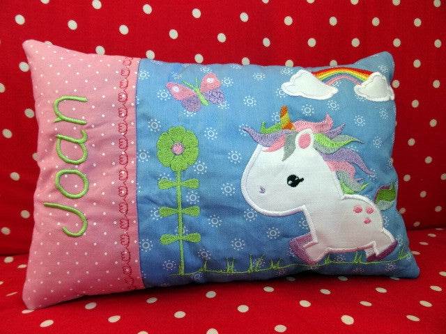 Einhorn Kissen ITH Stickdatei + Taschenmotiv - Sewando